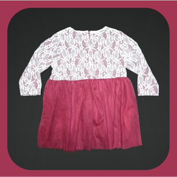 Baby Girls One Piece Burgundy & White Winter Dress Size 9-12m - Picture 2 of 12